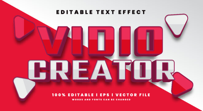 Editable vidio creator text effects, modern colors. Text style effects.