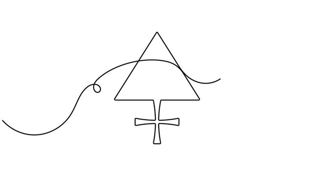 Continuous single line animating a Pallas asteroid symbol astrology sign minimalist monoline mythology documentaries and educational astronomy science clips motion graphic moving on white background