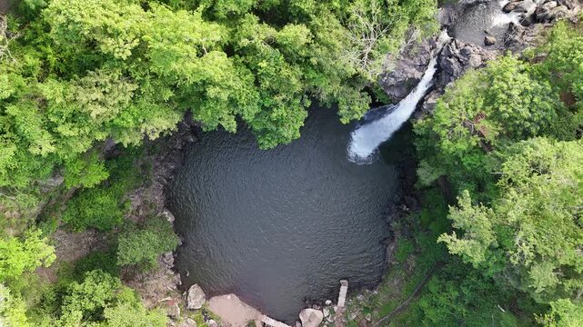 Cascada blanca waterfall in Matagalpa Nicaragua aerial drone view