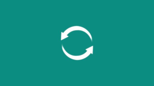 Rotating sync arrow animation on teal background, for ui ux, loading refresh rotation