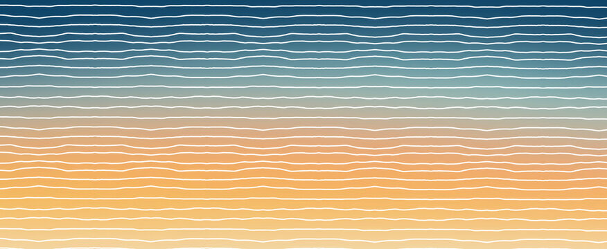 Abstract Coastal Gradient Background with Hand Drawn Wavy Lines