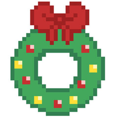 Fototapeta premium Christmas wreath pixel Illustration