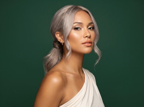 Effortless elegance from a gray haired girl