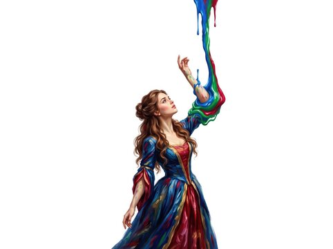 Girl dressed in a burst of painted color