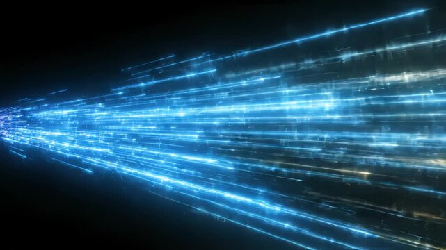 Abstract golden light streaks and sparks on black background