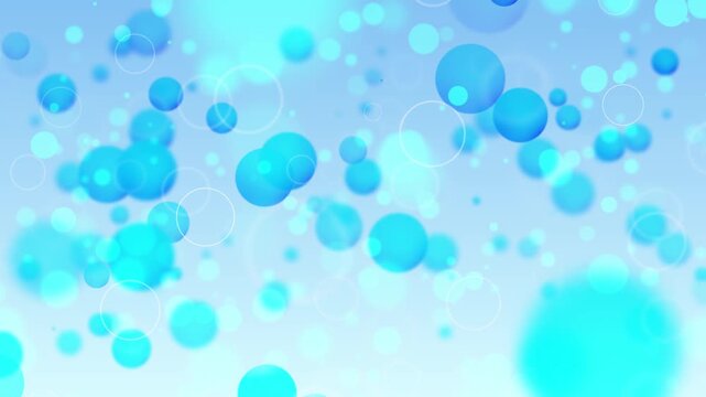 Aqua floating bubble motion visual soft blue circles, light pastel blur, transparent rings, calm clean atmosphere. health videos, cosmetic ads, water themes, spa edits, and smooth animated overlays.