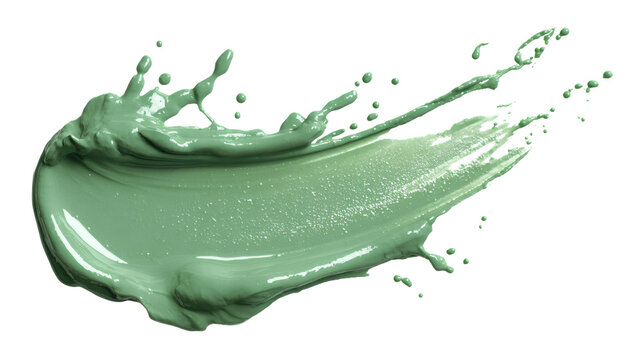 Sage green paint splash isolated on a white background