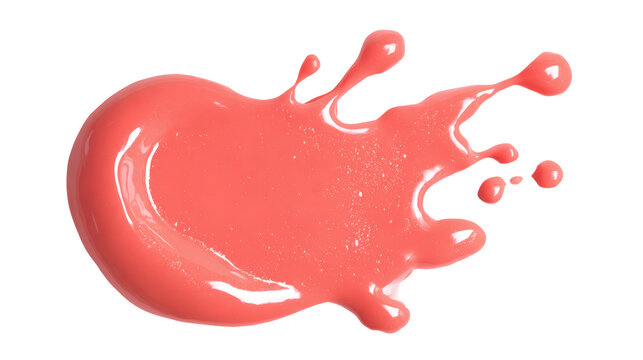 Coral pink glossy splash isolated on a white background