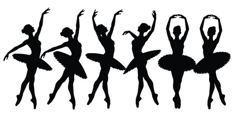 Six black silhouette ballerinas in... de © MST Hasina