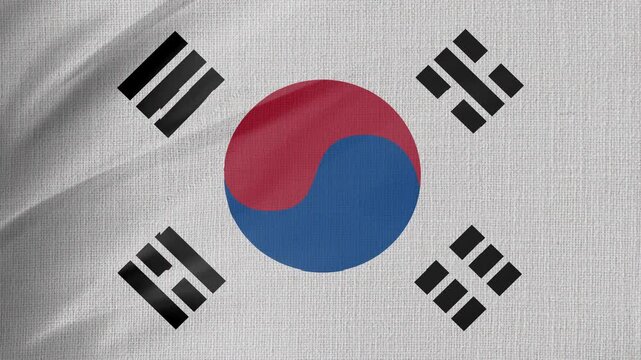 South Korea Flag Animation With Fabric Texture