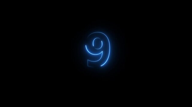 Glowing neon line number 6 text animation on black background. Abstract 6 text number countdown icon animation. 4k stock video