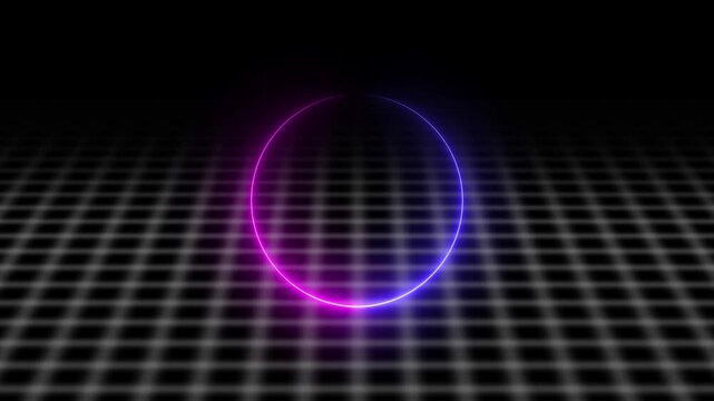 Bright neon circular line frame repetitive animation on black background. Animation circle. Loading, pending circle. Cyan circle glow border concept blinking lines