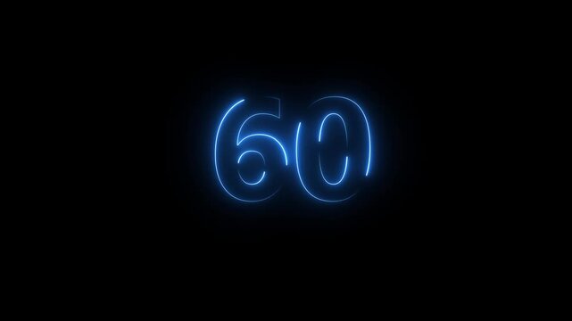 Glowing neon line number 6 text animation on black background. Abstract 6 text number countdown icon animation. 4k stock video