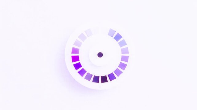 Abstract representation of a color wheel showcasing shades of purple, symbolizing creativity and artistic expression on a white background