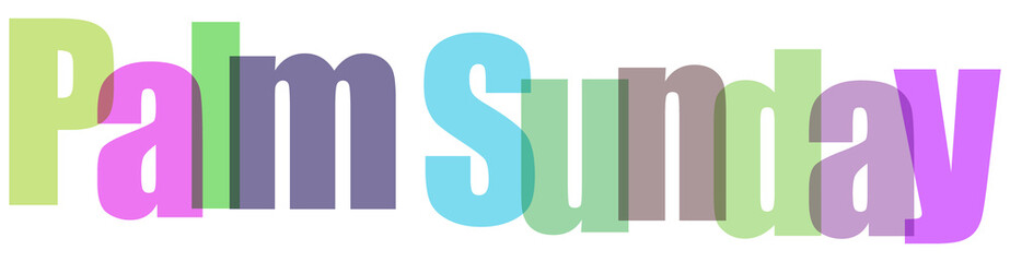 Palm Sunday colorful text graphic design element isolated on transparent background