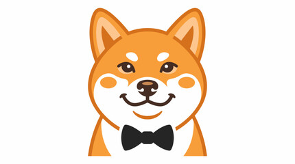 Obraz premium Cute cartoon Shiba Inu dog wearing a formal black bowtie.