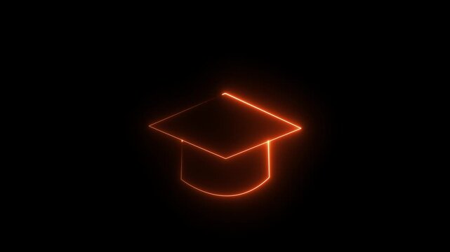 neon line Graduation cap icon . Graduation cap icon , line icon animation , Graduation day, graduation cap and diploma line icon animation on background