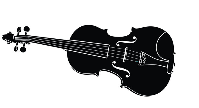Black violin shape against a white background a musical instrument silhouette fiddle stringed instrument music form graphic design