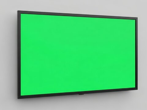 Modern flat screen tv displaying green color