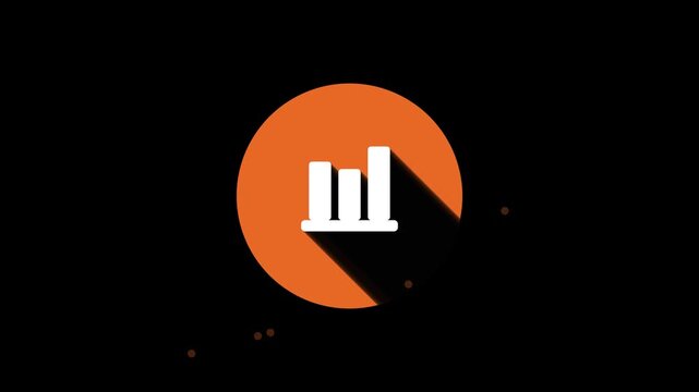 Animated Bar Chart Icon with Long Shadow Graphic