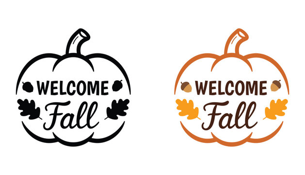 Welcome Fall Season Pumpkin Design Vector Art