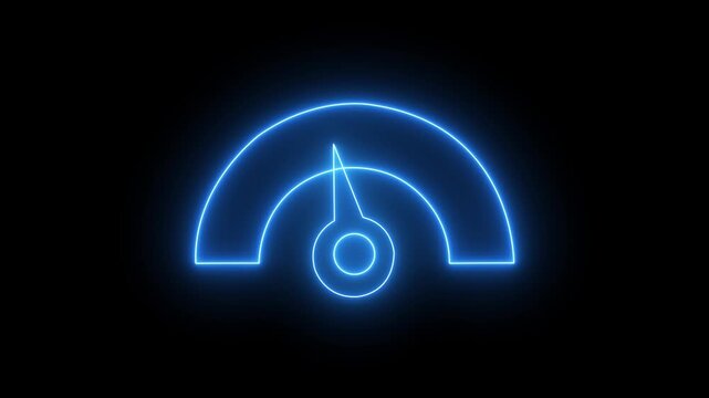 Neon sign Digital speed meter animation. Speed Animation or speed test tachometer, Simple speedometer icon. Risk concept on speedometer.