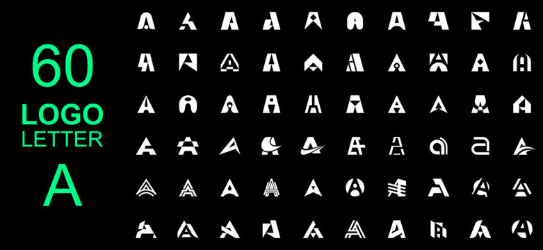 Set of letter A logo. Geometric abstract logos. Icon design