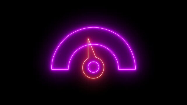 Neon sign Digital speed meter animation. Speed Animation or speed test tachometer, Simple speedometer icon. Risk concept on speedometer.