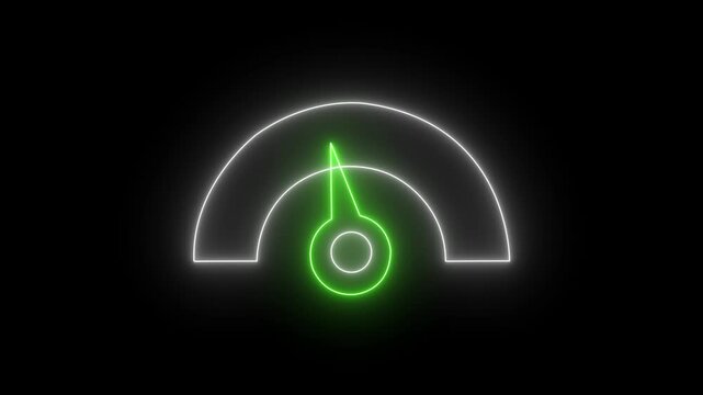 Neon sign Digital speed meter animation. Speed Animation or speed test tachometer, Simple speedometer icon. Risk concept on speedometer.