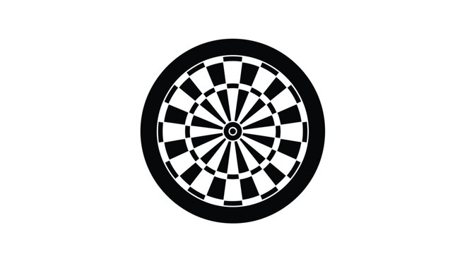 Black silhouette of a dartboard with alternating segments against a white background silhouette target game sport leisure