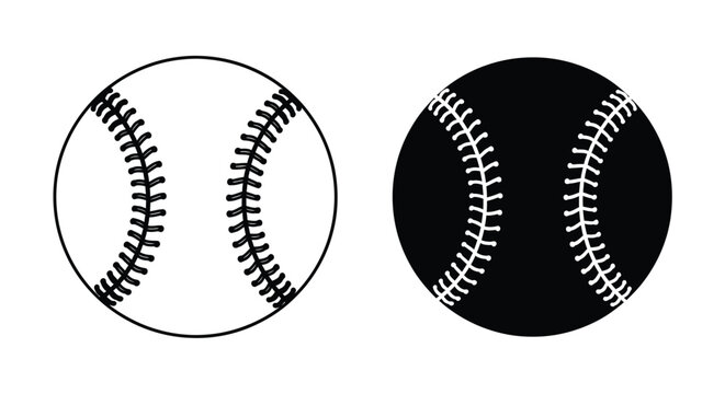 Two baseball silhouettes with detailed stitching against a white background silhouette ball sphere sport sports game athletic