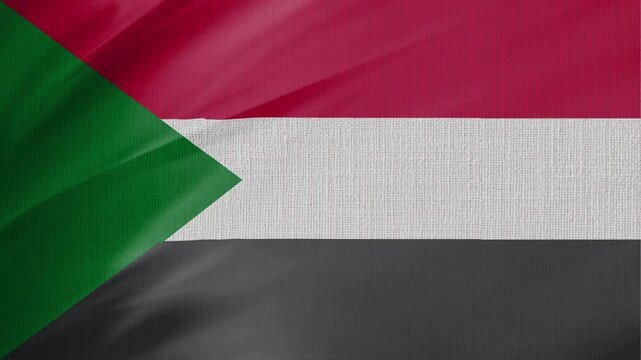 Sudan Flag Animation With Fabric Texture