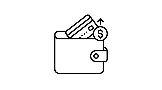 Wallet Icon with Credit Card and Rising Profit Arrow