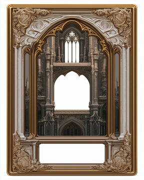 Medieval Gothic Cathedral Fantasy Trading Card Template with Ornate Royal Stone Frame