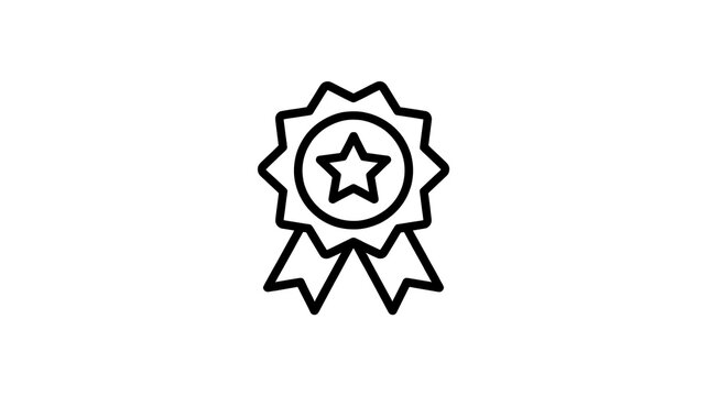Black outline medal icon with a star