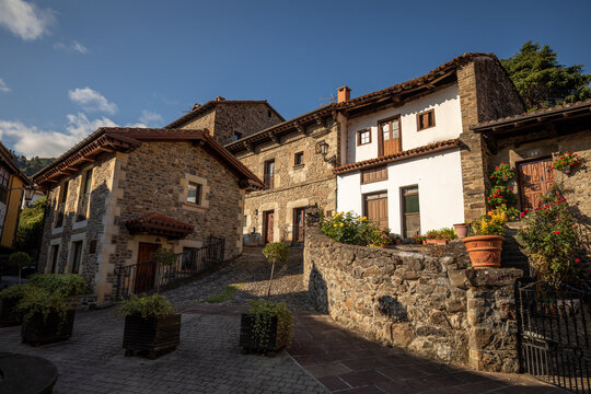 Views of picturesque corners of the historic centre of Potes, Cantabria, Spain