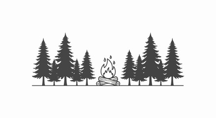 Obraz premium Black and white campfire burning.