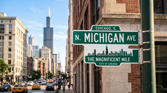 N Michigan Avenue Street Sign Chicago Magnificent Mile