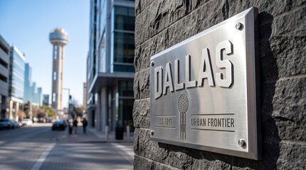 Obraz premium Dallas Urban Frontier Street Sign Downtown