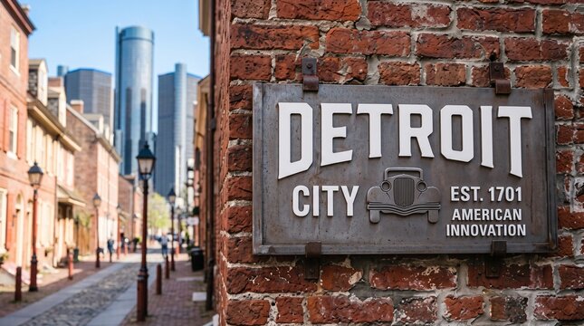 Detroit City Sign Historic District American Innovation