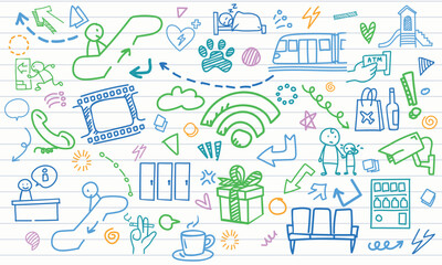 Fototapeta premium Horizontal Lined Paper Connectivity and Leisure Pattern