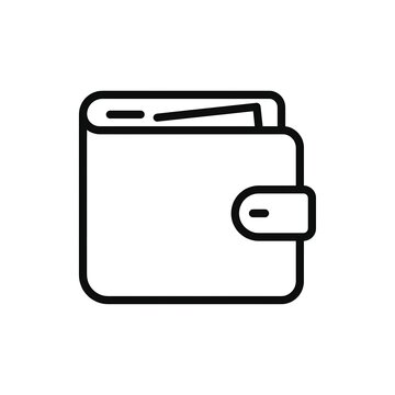 Minimalist Black Line Wallet Icon for Financial Design
