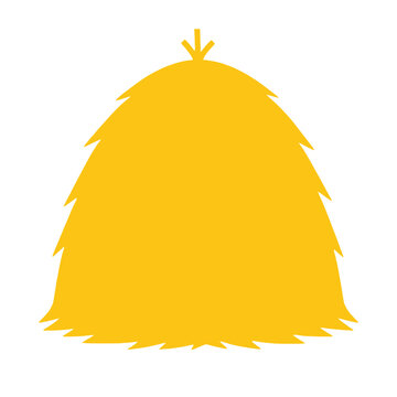 Isolated golden haystack silhouette, harvested farm crop symbol, rural agriculture element, natural organic shape