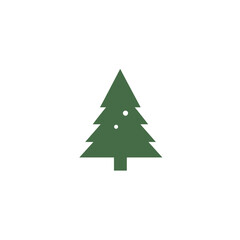 Obraz premium Isolated green stylized pine tree with a few white dots, simple festive element for winter holidays