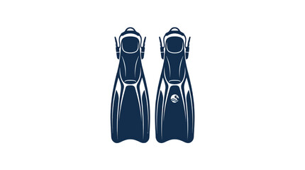 Pair of dark blue diving fins for swimming. © kosong