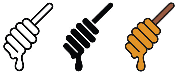 Honey Stick Spoon Icon Illustration for Fresh Honey Beekeeping Natural Sweetener and Food Branding © Mizu Ahmed 3