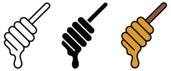 Honey Stick Spoon Icon Illustration for Natural Sweetener Organic Food and Beekeeping Design © Mizu Ahmed 3