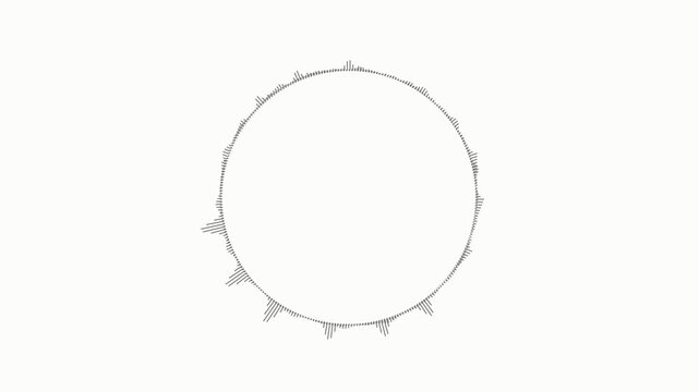"A futuristic circular audio spectrum visualizer centered on a deep white gradient background.