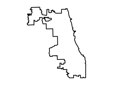 A vector map of Chicago. Detailed outline of community areas and neighborhoods,
