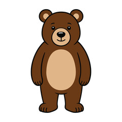 Cute cartoon brown bear standing upright with transparent background © Nader